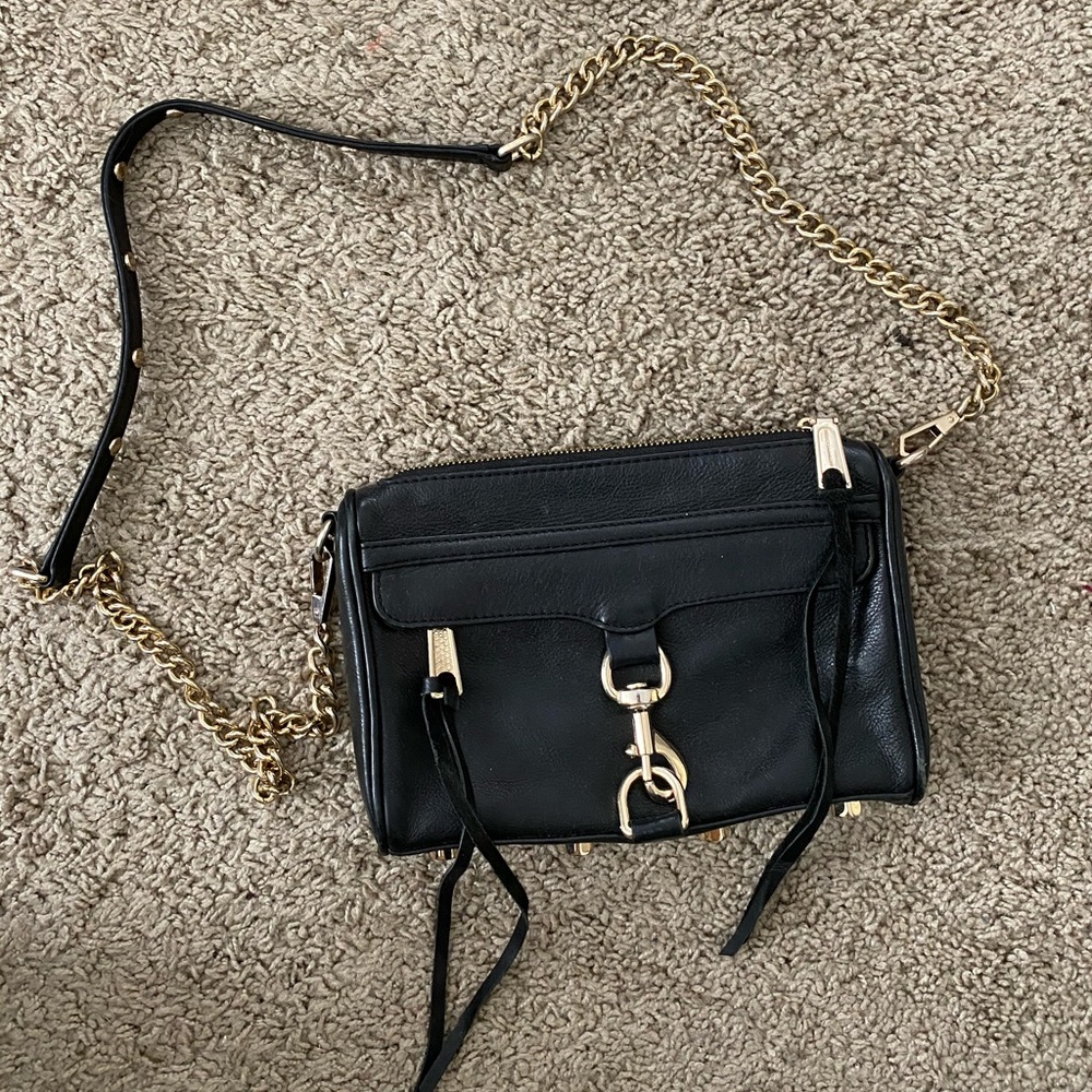 Rebecca Minkoff Black & Gold Mini MAC Crossbody